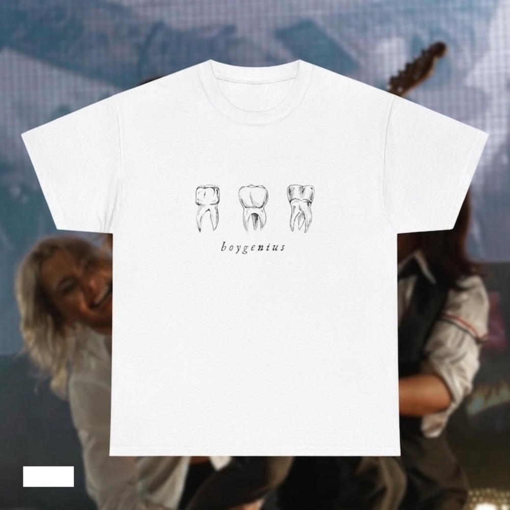 Boygenius Teeth White Shirt Phoebe Bridgers Lucy Dacus Julien Baker